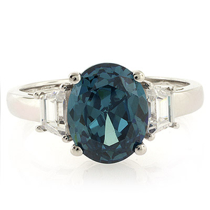 Alexandrite Ring Blue to Green Change Oval Cut Stone
