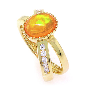 Gold Plated Fire Jelly Opal Ring