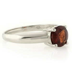 Authentic Red Garnet Sterling Silver Solitaire Ring