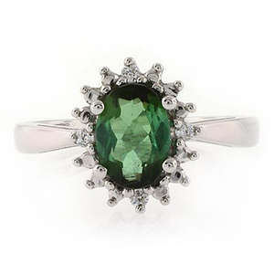 Genuine Green Tourmaline Ring in Sterling Silver