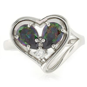 Heart Shape Silver Ring with Mystic Topaz