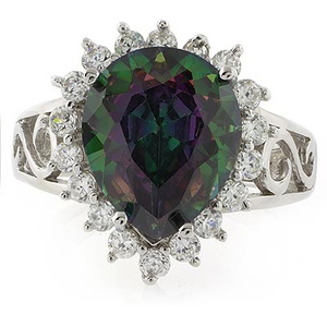 Pear Cut Mystic Topaz Silver Ring