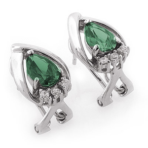 Pear Cut Alexandrite Silver Omega Closure Earrings