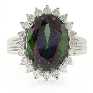 Princess Kate Style Silver Ring with Mystic Topaz