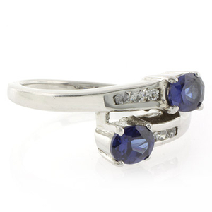 Silver Double Stone Sapphire Ring
