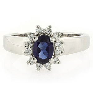 Silver Oval Cut Sapphire Ring