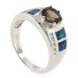 Australian Opal Ring with Smoked Quartz