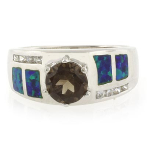 Australian Opal Ring with Smoked Quartz