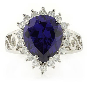 Pear Cut Tanzanite Silver Ring