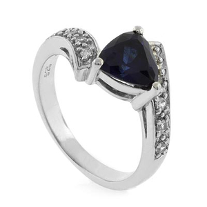 Beautiful Trillion Cut Sapphire Sterling Silver Ring