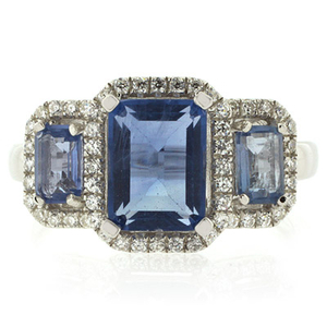 3 Stone Alexandrite Micro Pave Setting Silver Ring