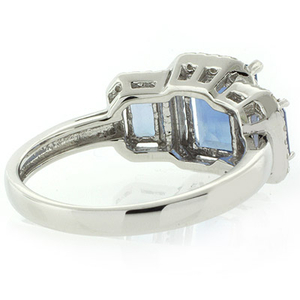 3 Stone Alexandrite Micro Pave Setting Silver Ring