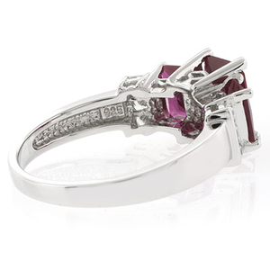 3 Emerald Cut Stone Ruby Ring
