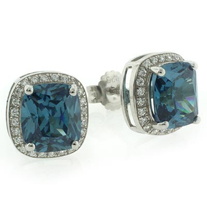 Alexandrite Emerald Cut Silver Earrings