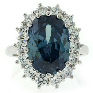 Alexandrite Princess Kate Style Silver Ring