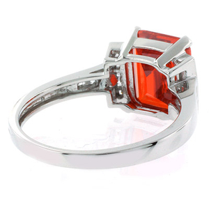 Fire Cherry Opal Emerald Cut Stone Ring
