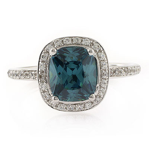 Alexandrite Stone MicroPave Silver Ring