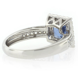 Princess Cut Alexandrite Micro Pave Setting Silver Ring