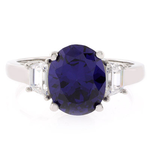 Tanzanite Sterling Silver Oval Cut Gemstone Ring