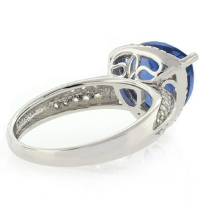 Trillion Cut Alexandrite Micro Pave Setting Silver Ring