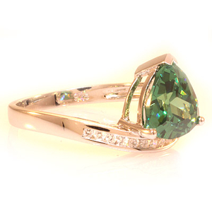 Silver Trillion Cut Alexandrite Ring Blue to Green Color Change