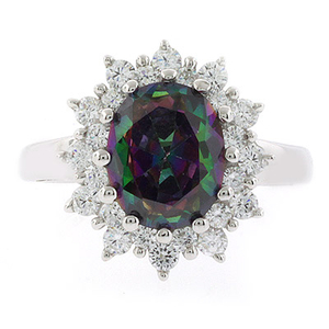 Oval Cut Mystic Topaz Sterling Silver Ring