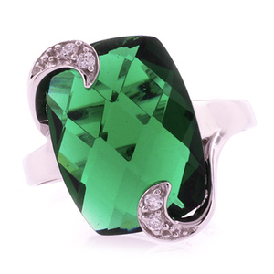 Emerald Ring Checkboard Cut Stone