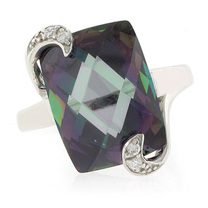 Mystic Topaz Ring Checkboard Cut Stone