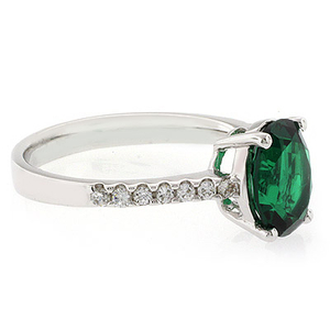 Oval Cut Emerald Stone Promise Ring