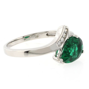 Sterling Silver Solitaire Emerald Ring