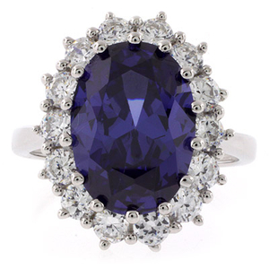 Tanzanite Sterling Silver Princess Kate Style Ring
