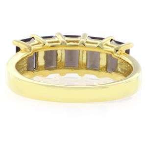 Five Stone Genuine Smoky Topaz Sterling Silver Ring