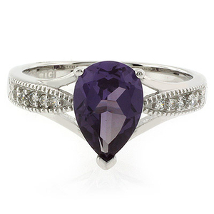 Big Pear Cut Color Changing Alexandrite Ring