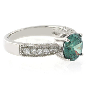 Round Alexandrite Sterling Silver Ring