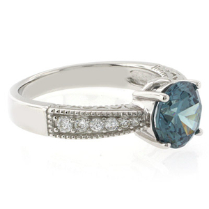 Round Alexandrite Sterling Silver Ring