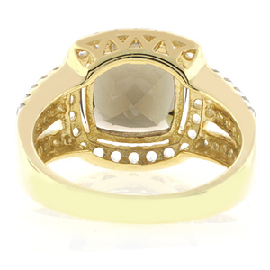 Genuine Cushion Cut Smoky Topaz Sterling Silver Ring