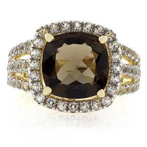 Genuine Cushion Cut Smoky Topaz Sterling Silver Ring