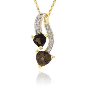 Two Stone Smoked Topaz Sterling Silver Pendant