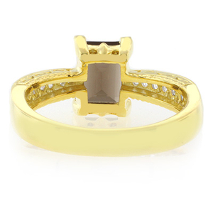 Smoky Topaz Emerald Cut Gemstone Sterling Silver Ring