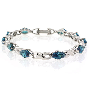 Marquise Cut Alexandrite Silver Bracelet