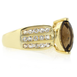Smoked Topaz Marquise Cut Gemstone Sterling Silver Ring