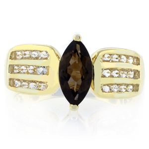 Smoked Topaz Marquise Cut Gemstone Sterling Silver Ring