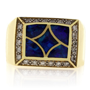 Genuine Opal Ring 0.28 ct tw Diamonds 14K Yellow Gold