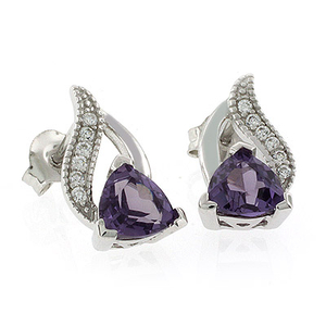 Alexandrite Color Change Post Back Silver Earrings