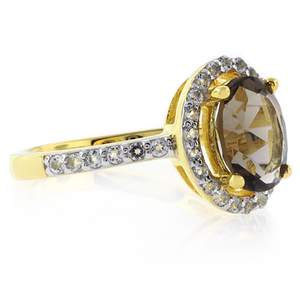 Smoky Topaz Solitaire With Accents Sterling Silver Ring
