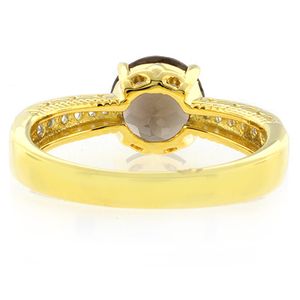 Smoky Topaz Round Cut Stone Sterling Silver Ring
