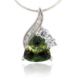 Trillion Cut Tourmaline Watermelon Silver Pendant