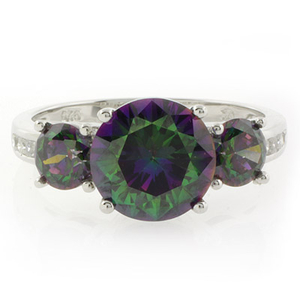 Sterling Silver 3 Stone Mystic Topaz Ring