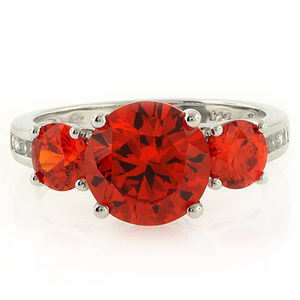 3 Round Cut Fire Cherry Opal Ring