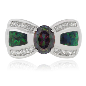 Oval Cut Mystic Topaz Opal Silver Ring